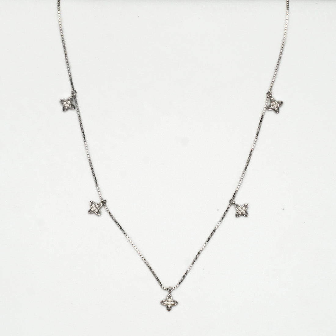 925 Silver Floral Station Necklace 