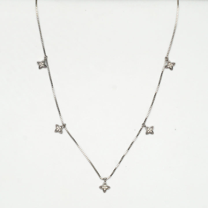 925 Silver Floral Station Necklace 