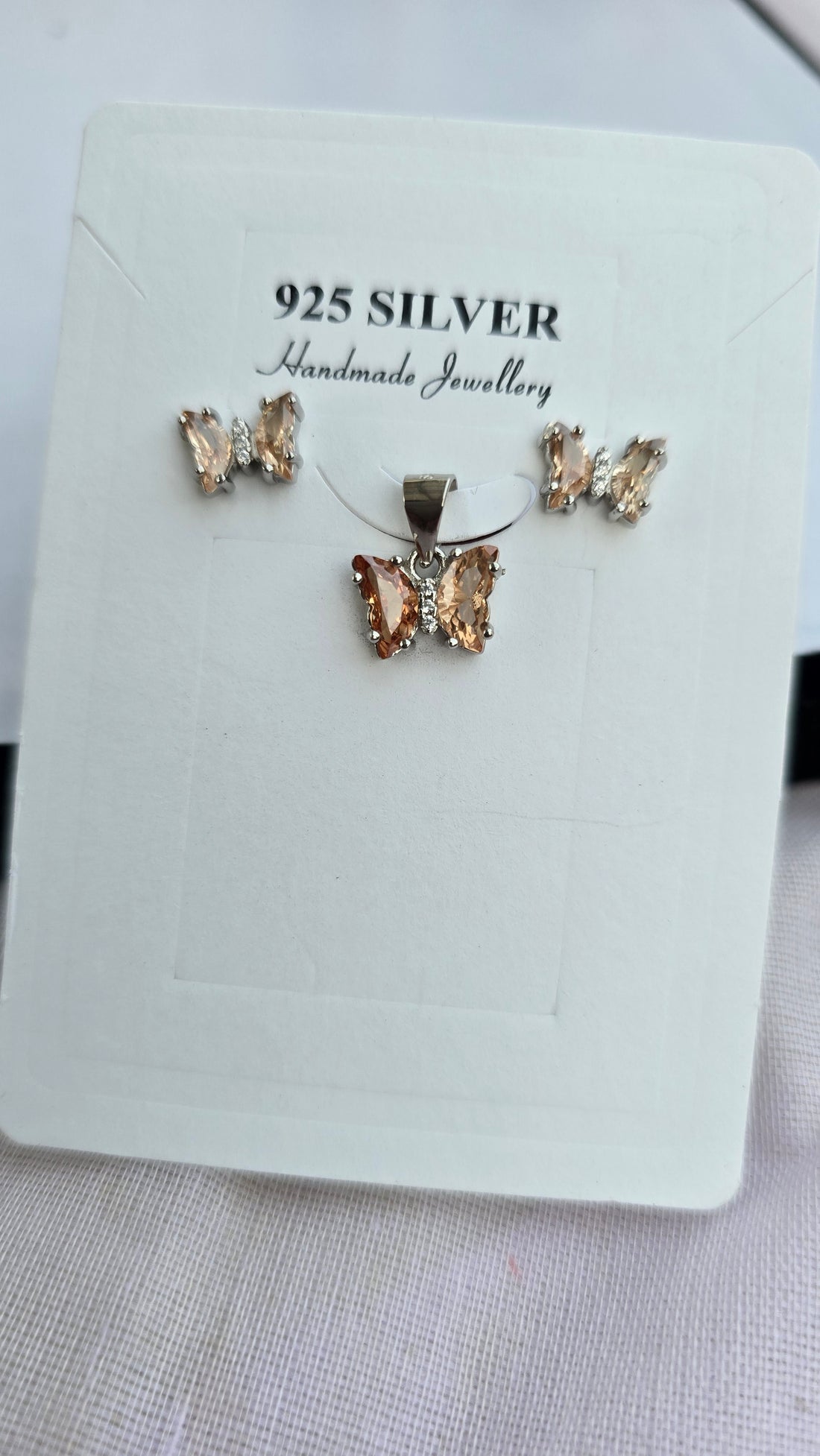 92.5 Silver Golden Butterfly Grace Pendent Set