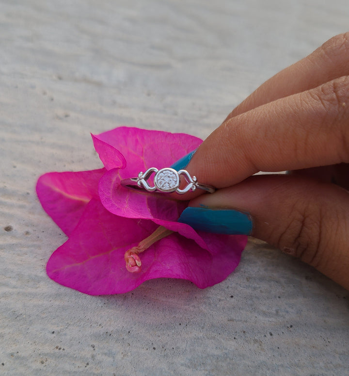 92.5 Silver Twist Heart Shape Ring