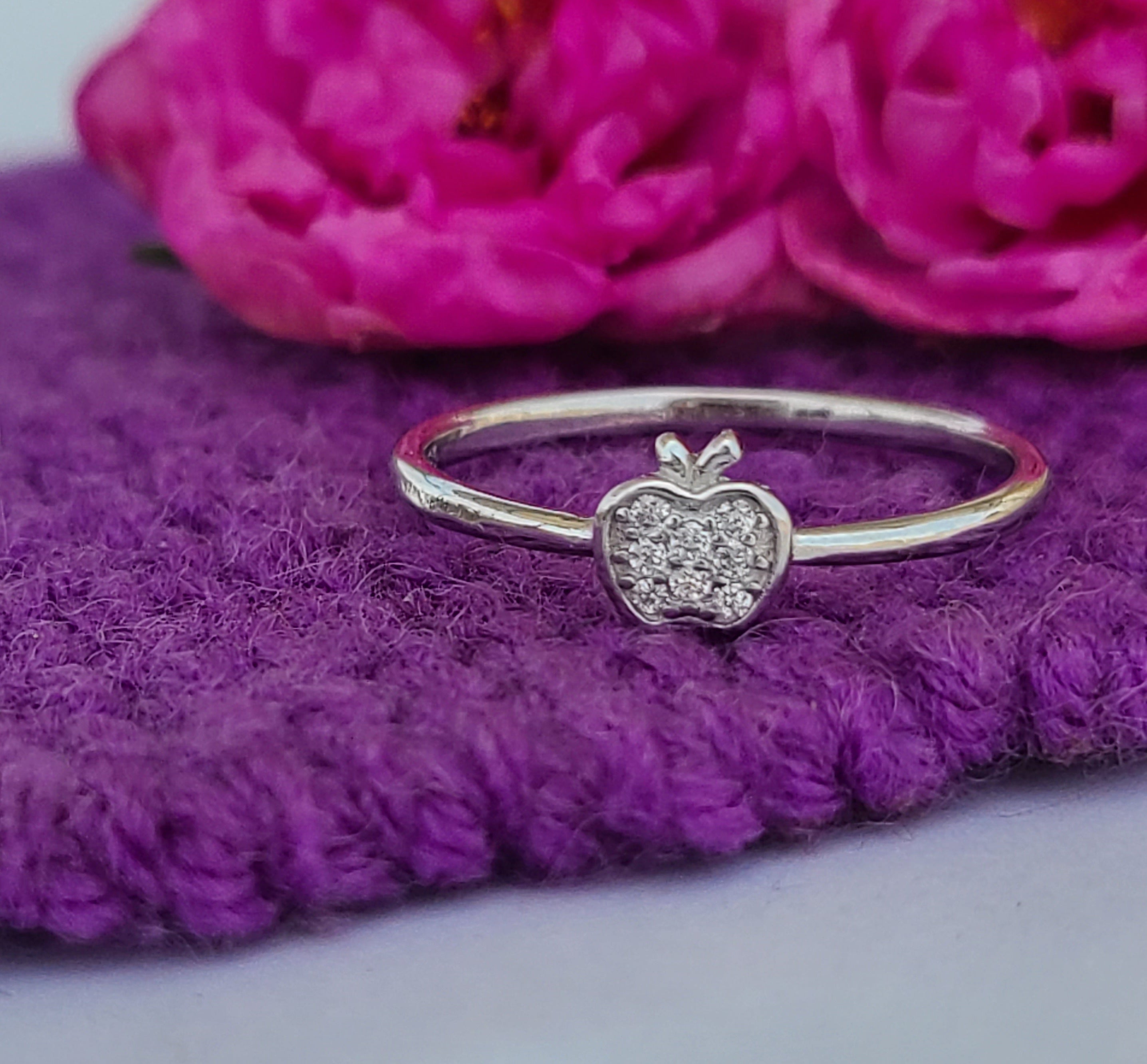 92.5 Silver Dainty Apple Sparkle Ring