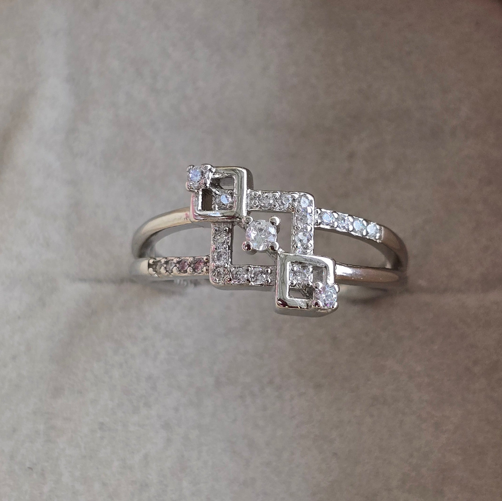 92.5 Sterling Silver Square Cluster Ring
