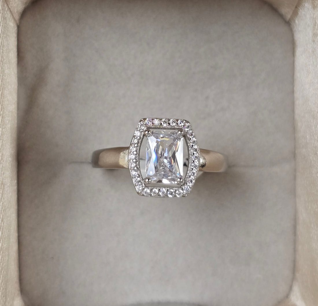 92.5 Silver Princess Halo Elegance Ring