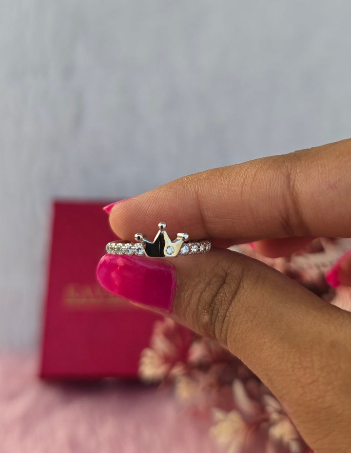 Royal Grace – 925 Sterling Silver Crown Adjustable  Ring