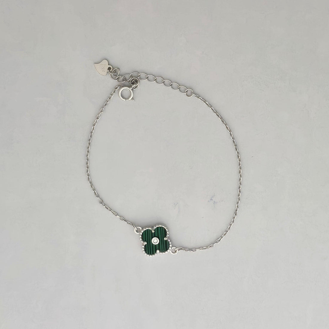 925 Sterling Silver Four-Leaf Clover Charm Bracelet