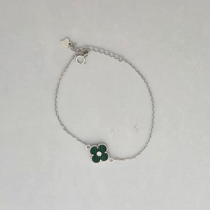 925 Sterling Silver Four-Leaf Clover Charm Bracelet