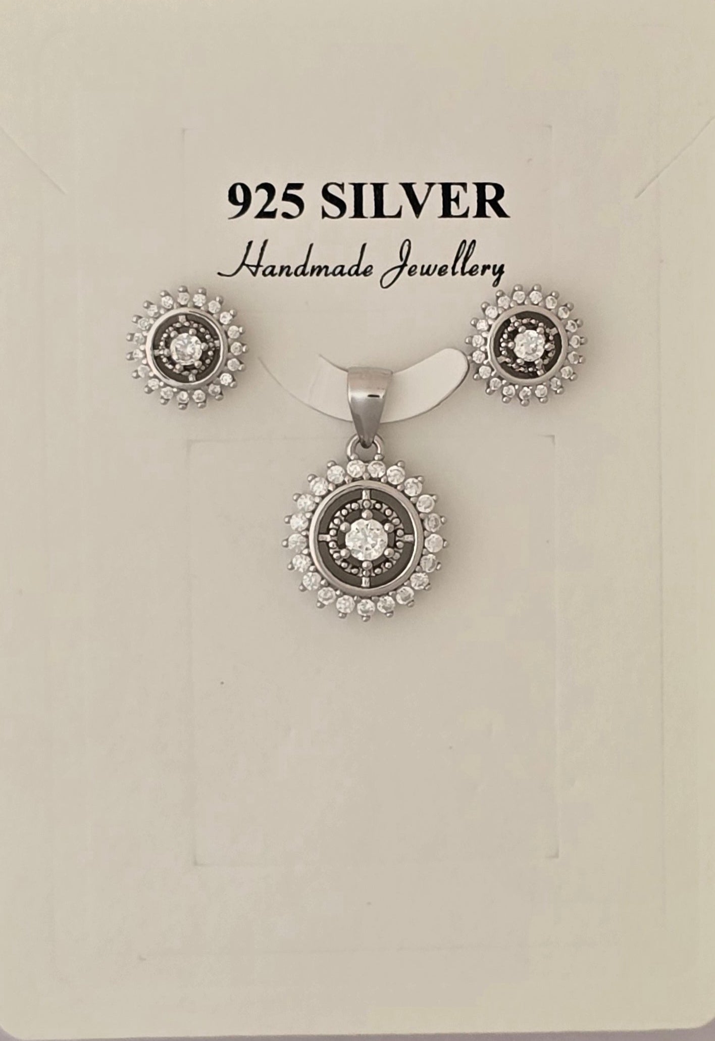 92.5 Sliver Radiant Bloom Sunburst Pendent Set