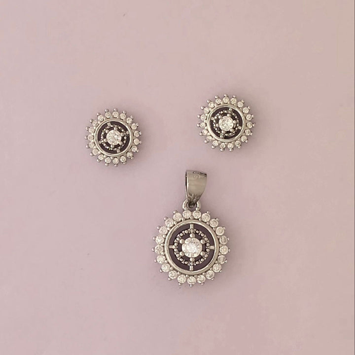 92.5 Sliver Radiant Bloom Sunburst Pendent Set