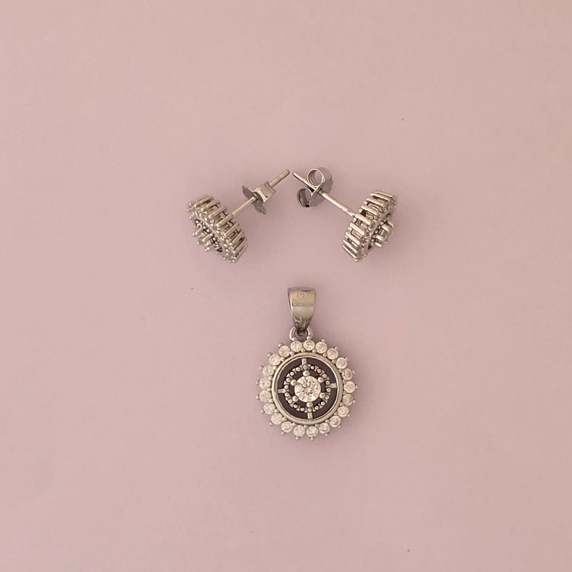 92.5 Sliver Radiant Bloom Sunburst Pendent Set