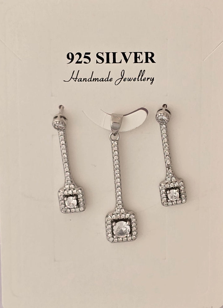 92.5 Silver Art Deco Pendent Set