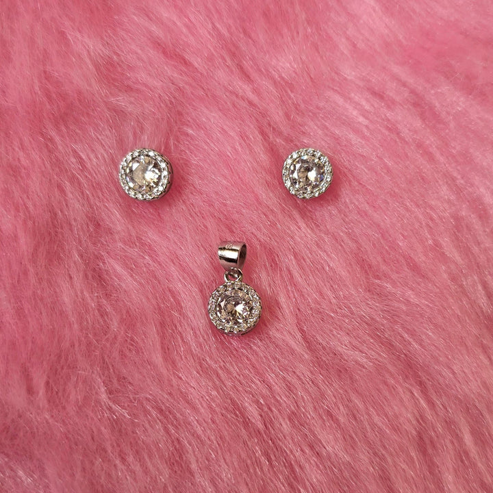 92.5 Silver Classic Round Design Pendent set