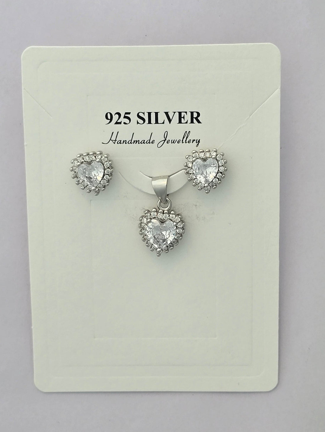 92.5 Silver Eternal Heart Halo Pendent Set