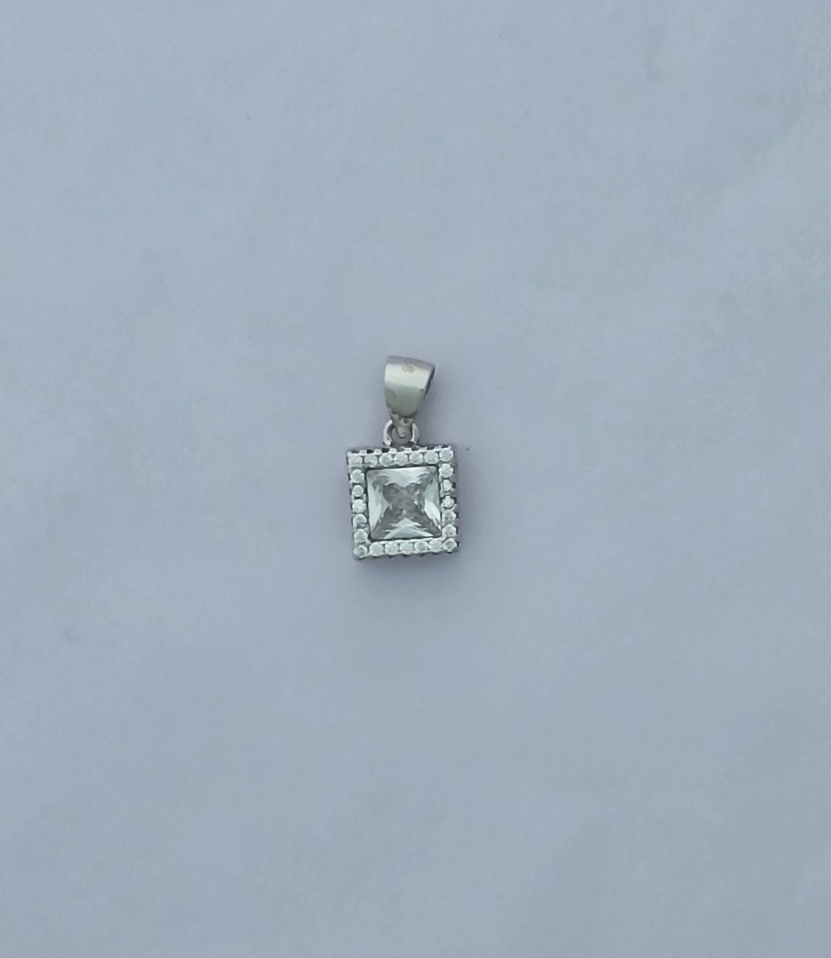 92.5 Silver Royal Square Halo Pendent Set
