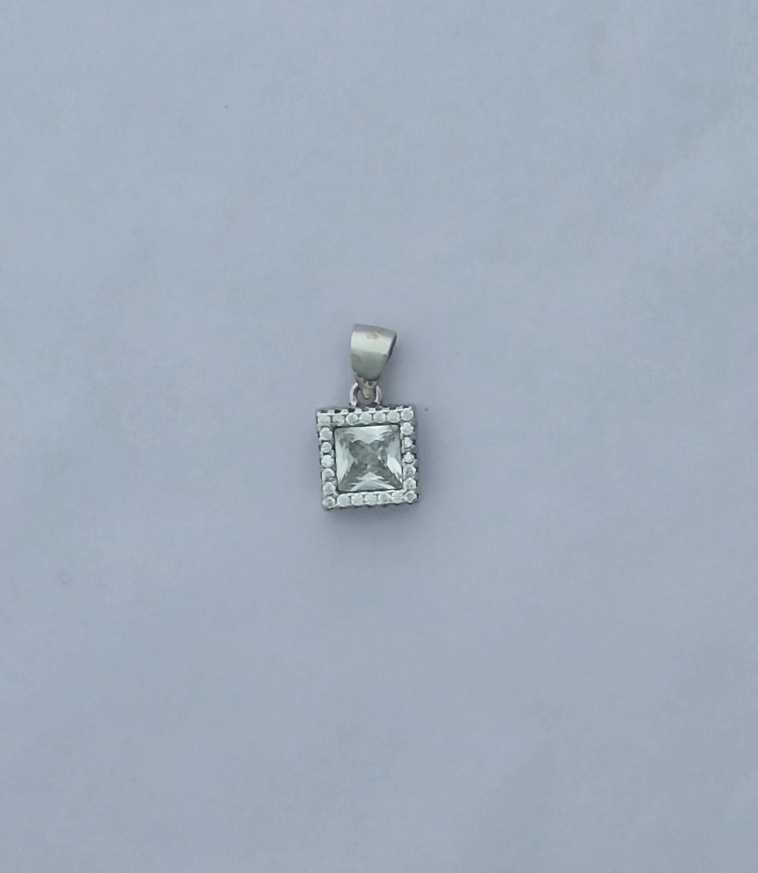 92.5 Silver Royal Square Halo Pendent Set