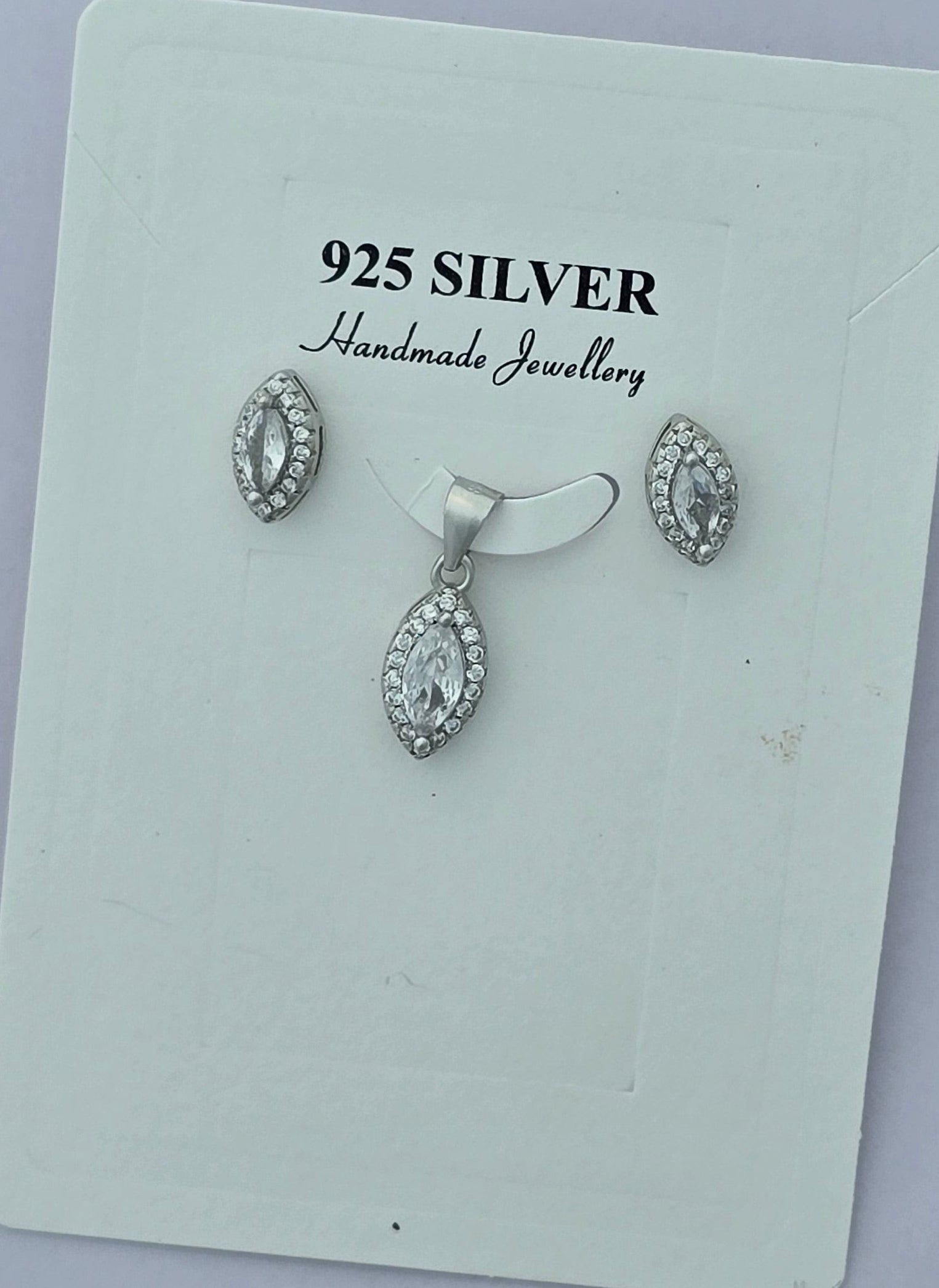 92.5 Silver Marquis Halo Elegance Pendent Set