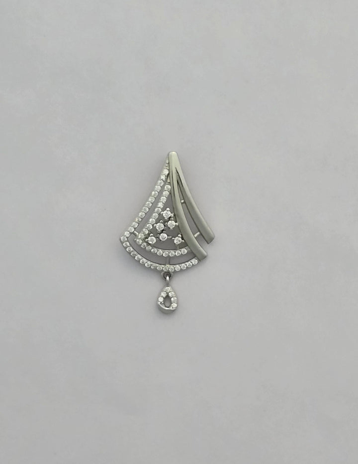 92.5 Silver Fan-shaped Sparkle Drop  Pendent set