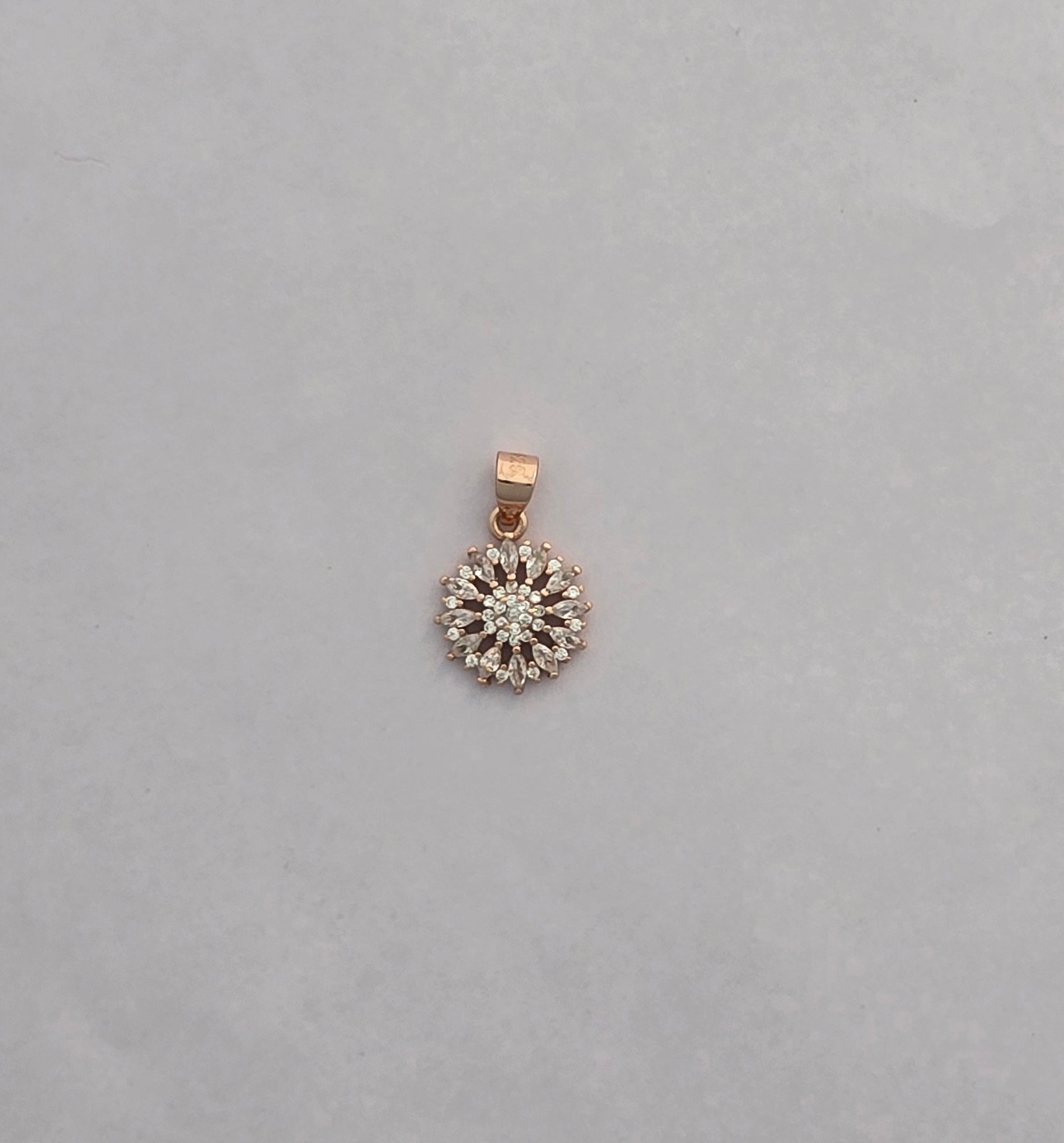 Rose Gold Bloom Crystal Pendent & Stud 92.5 Silver