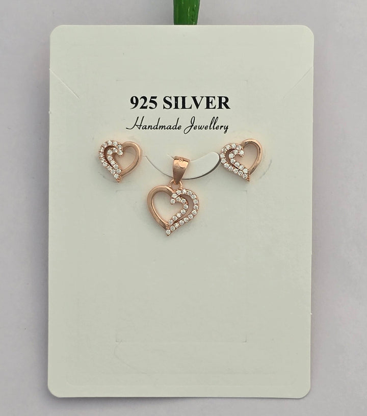Intertwined Heart Rose Gold Platted Pendent set