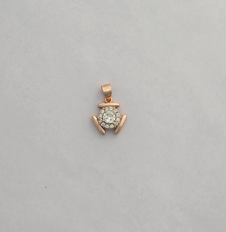 92.5 Silver Floral Cluster Rose Gold Platted Pendent Set