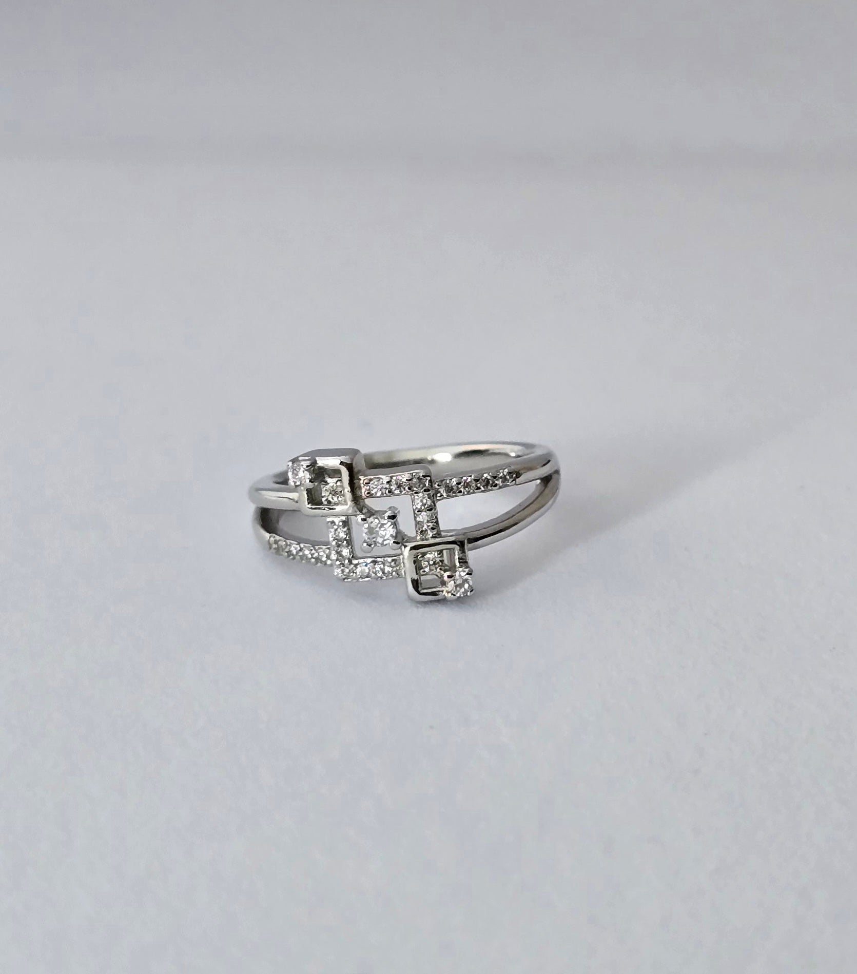92.5 Sterling Silver Square Cluster Ring