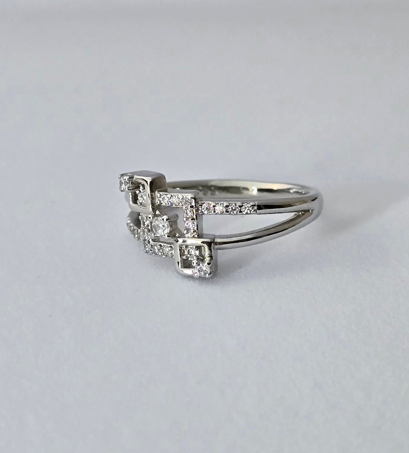 92.5 Sterling Silver Square Cluster Ring