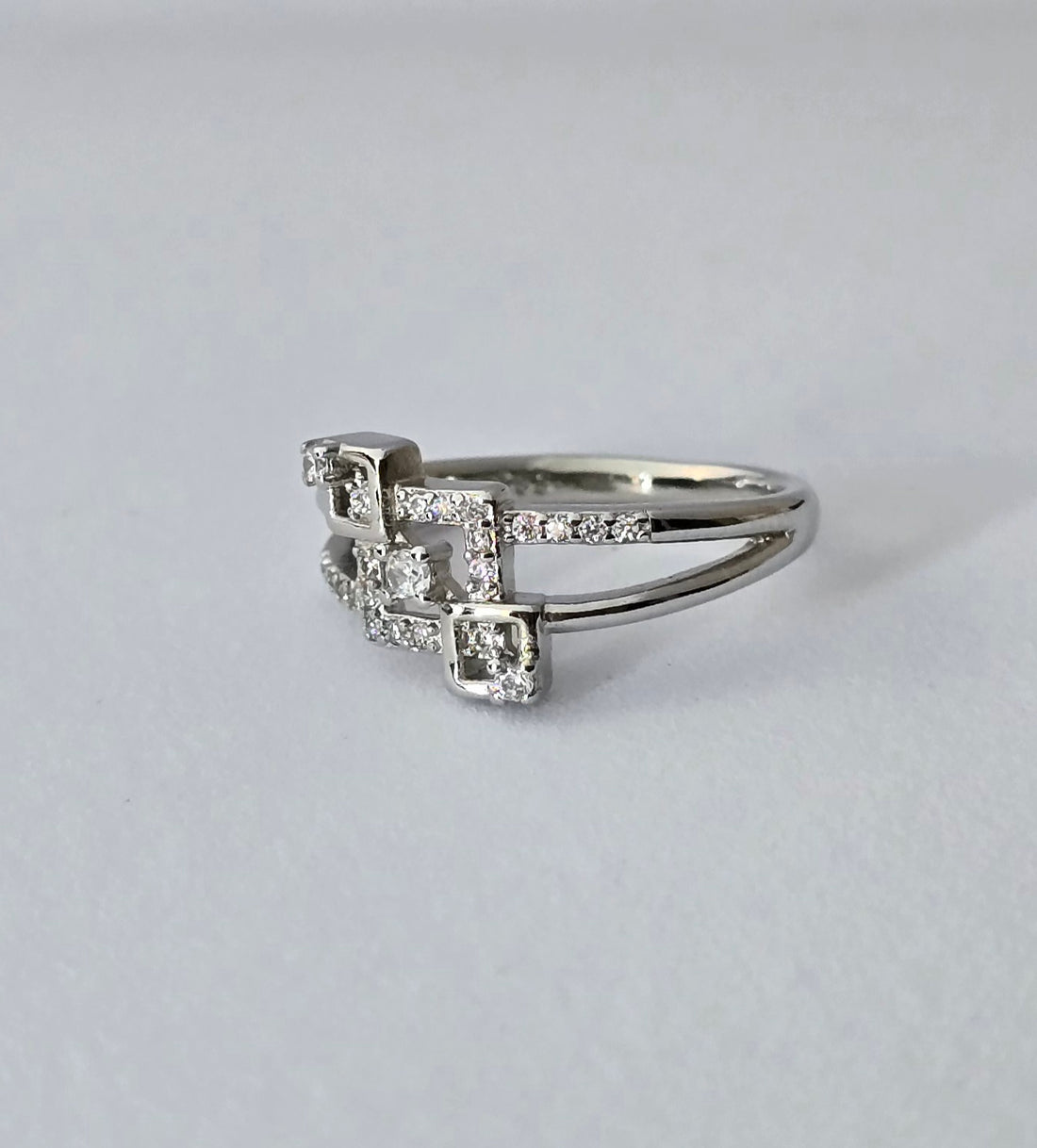 92.5 Sterling Silver Square Cluster Ring