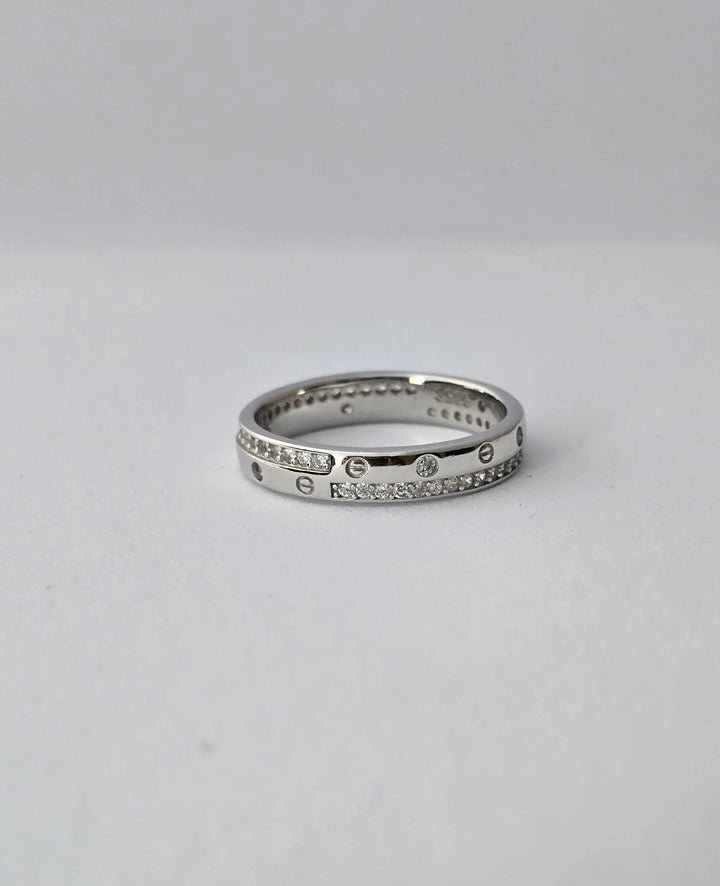 Endless Bond – 925 Sterling Silver Screw Motif Band Ring