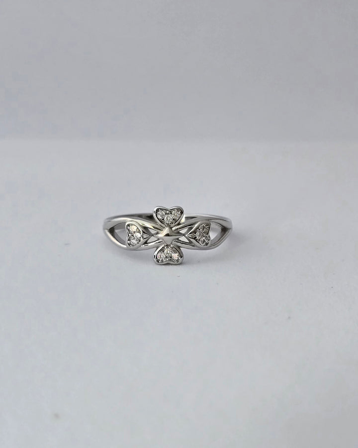 925 Silver Clover Heart Ring