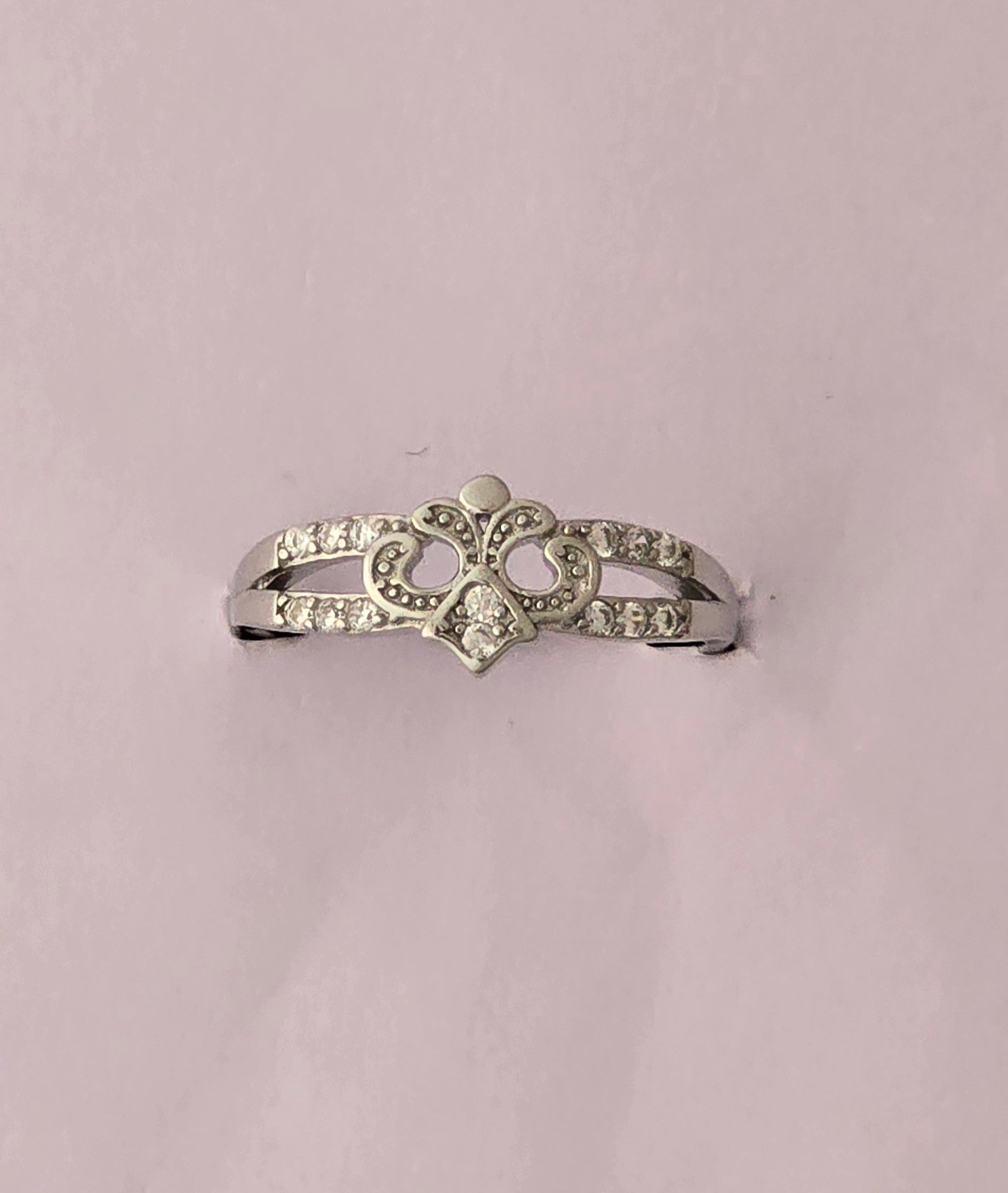 92.5 Silver Fleur Royal Pave Ring