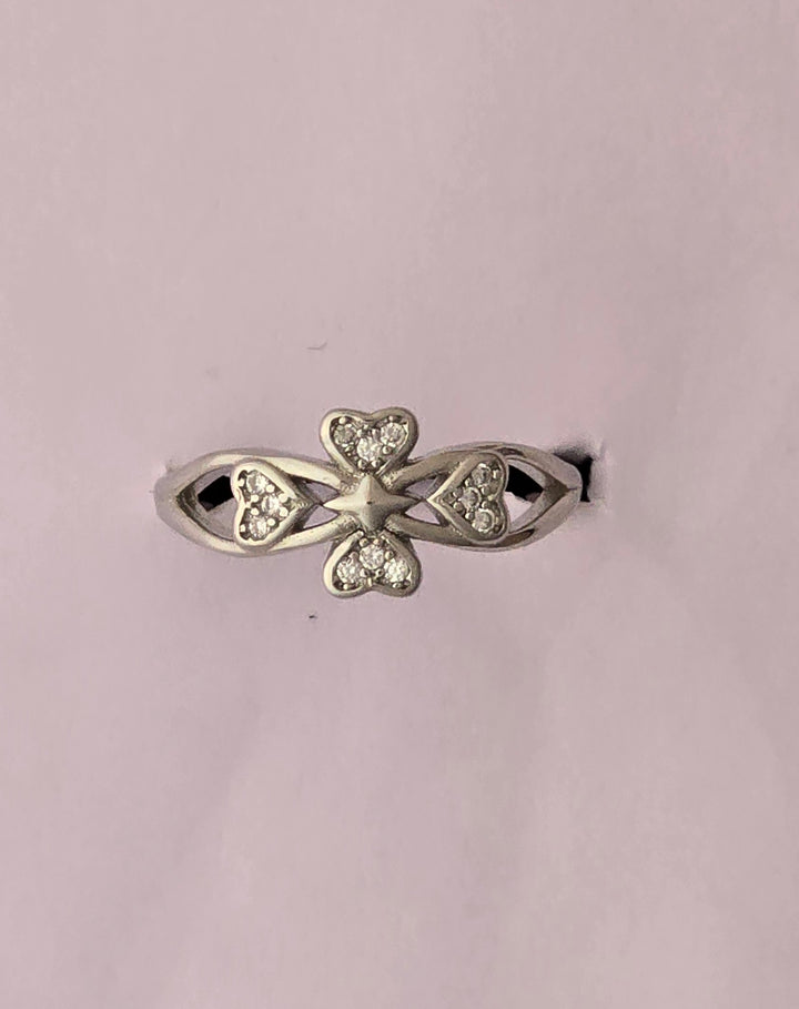 925 Silver Clover Heart Ring