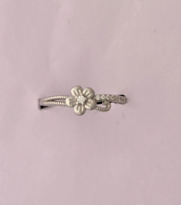 92.5 Silver Adjustable Floral Ring