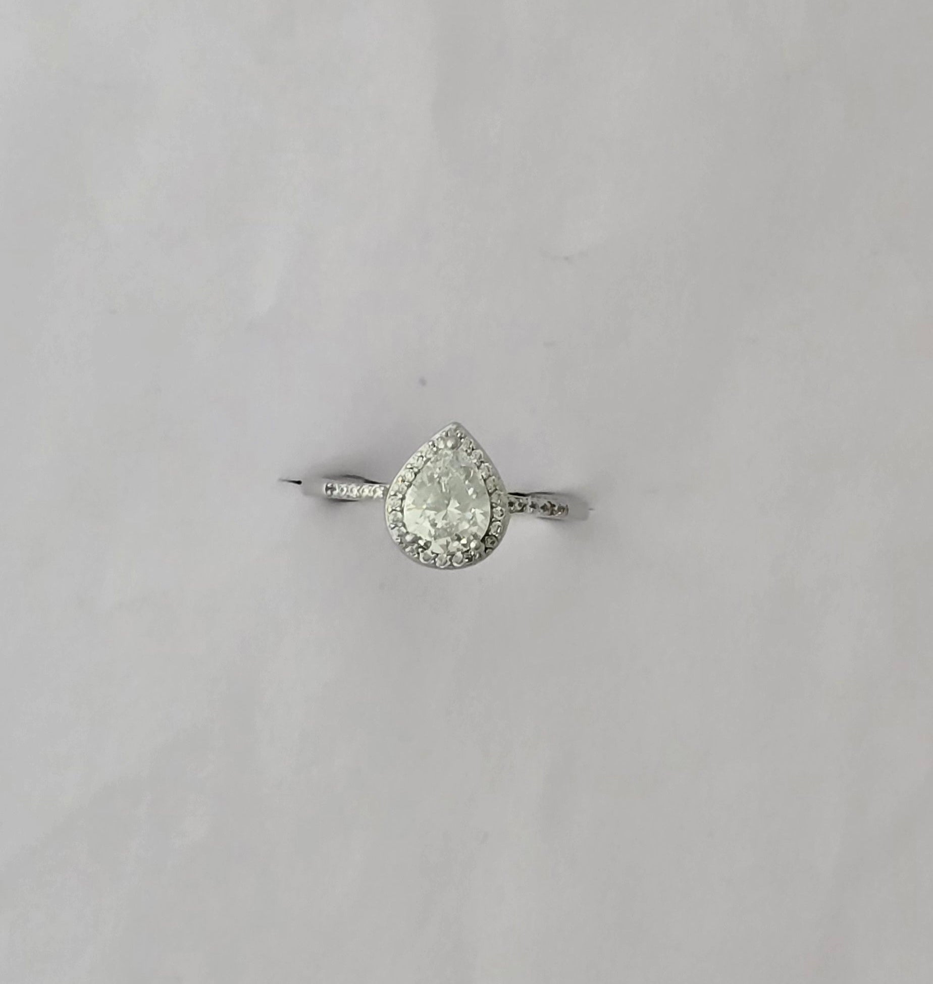 925 Silver Pear Radiance Halo Ring
