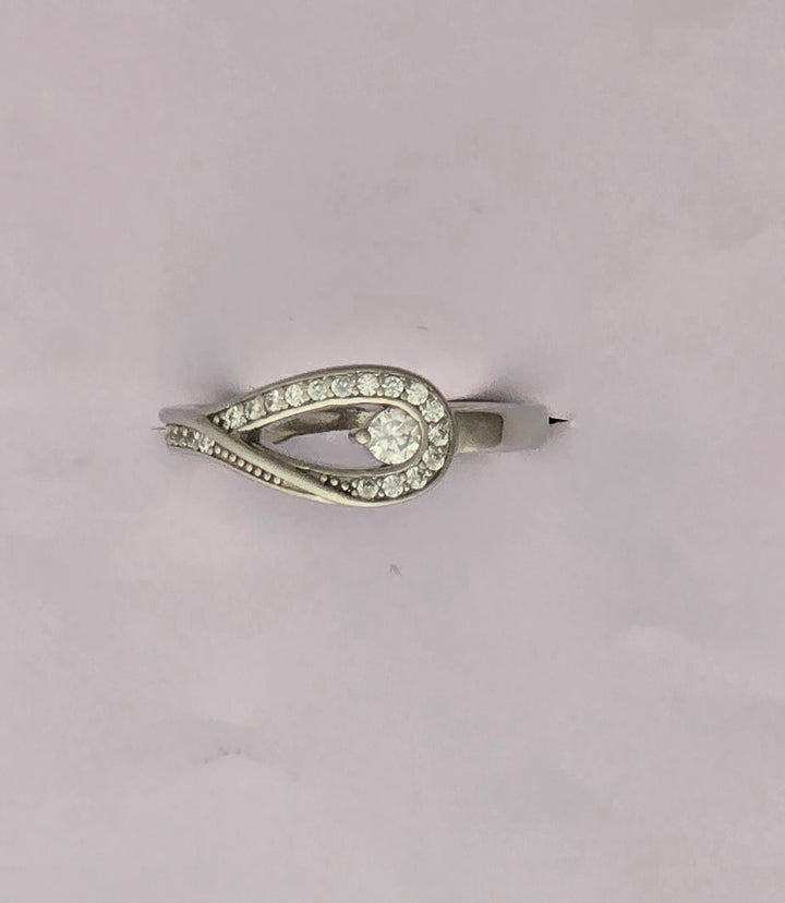 92.5 Silver Diamond Loop Love Knot ring