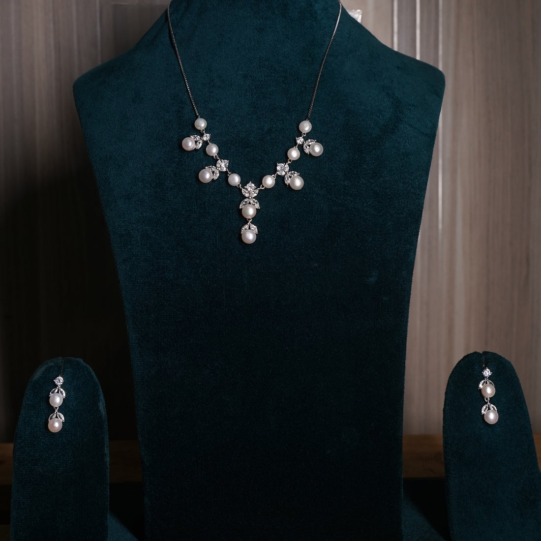Pearl and CZ Diamond Necklace