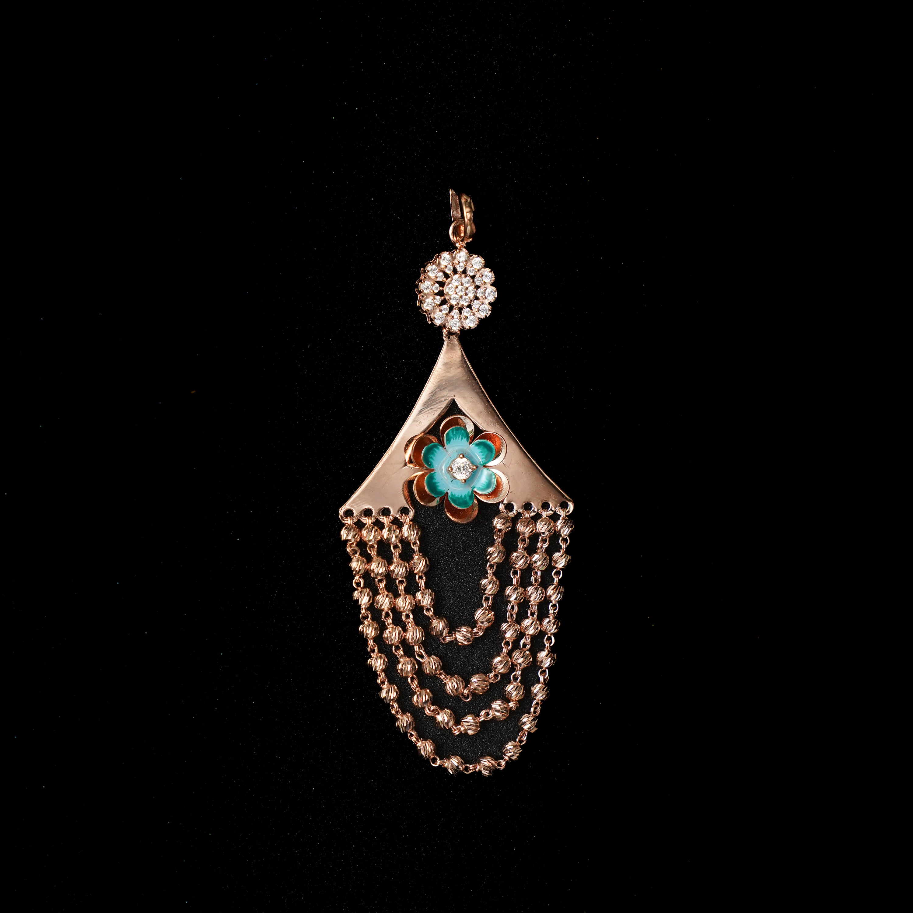 92.5 Silver Enamel Floral Pendent Set