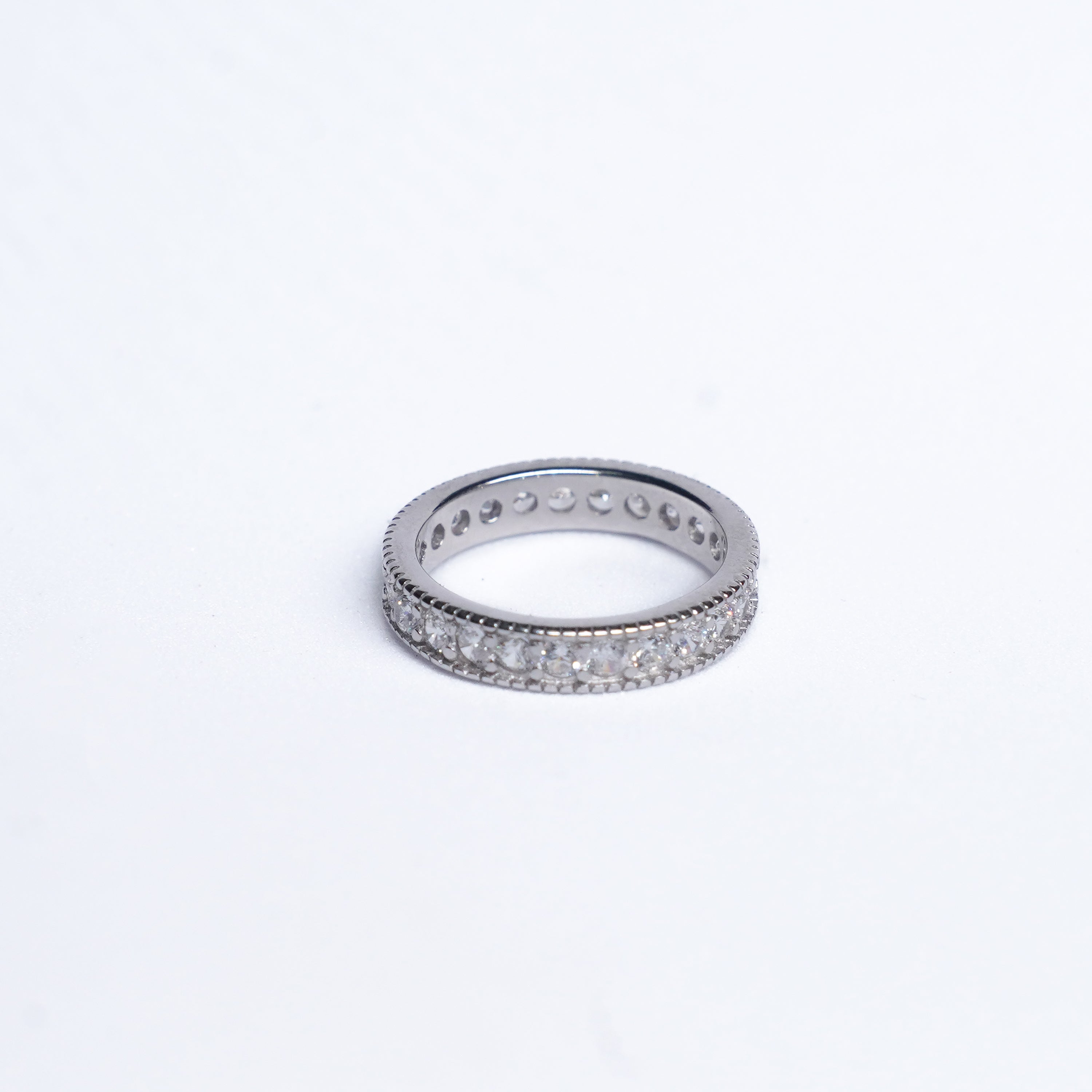 Pave Diamond 925 Silver Band Ring