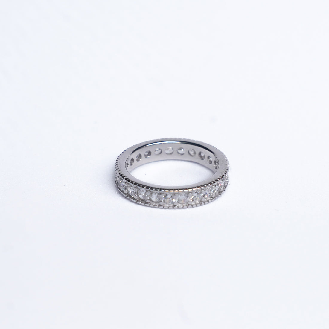 Pave Diamond 925 Silver Band Ring