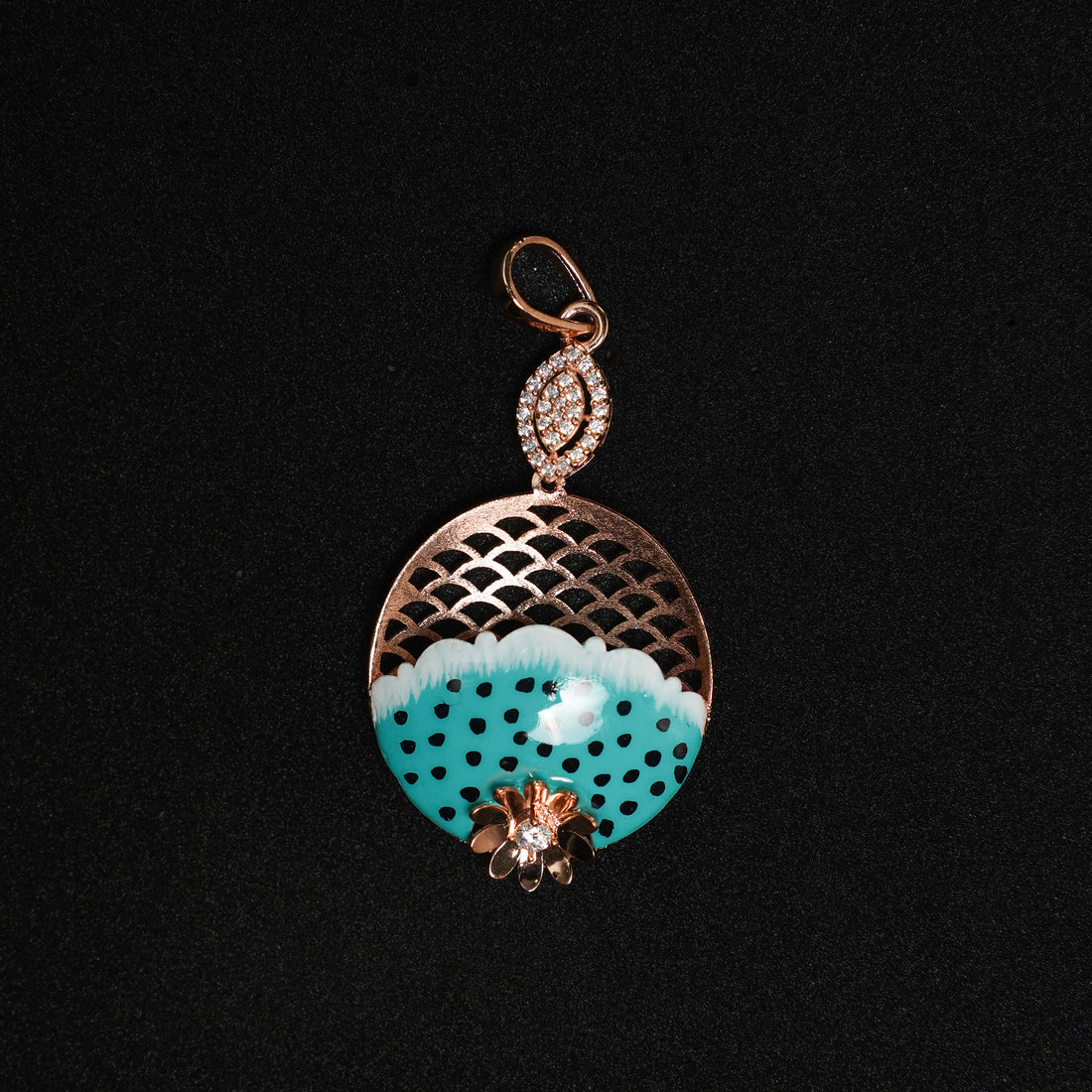 92.5 Silver Turquois Rose Gold Platted Pendent Set