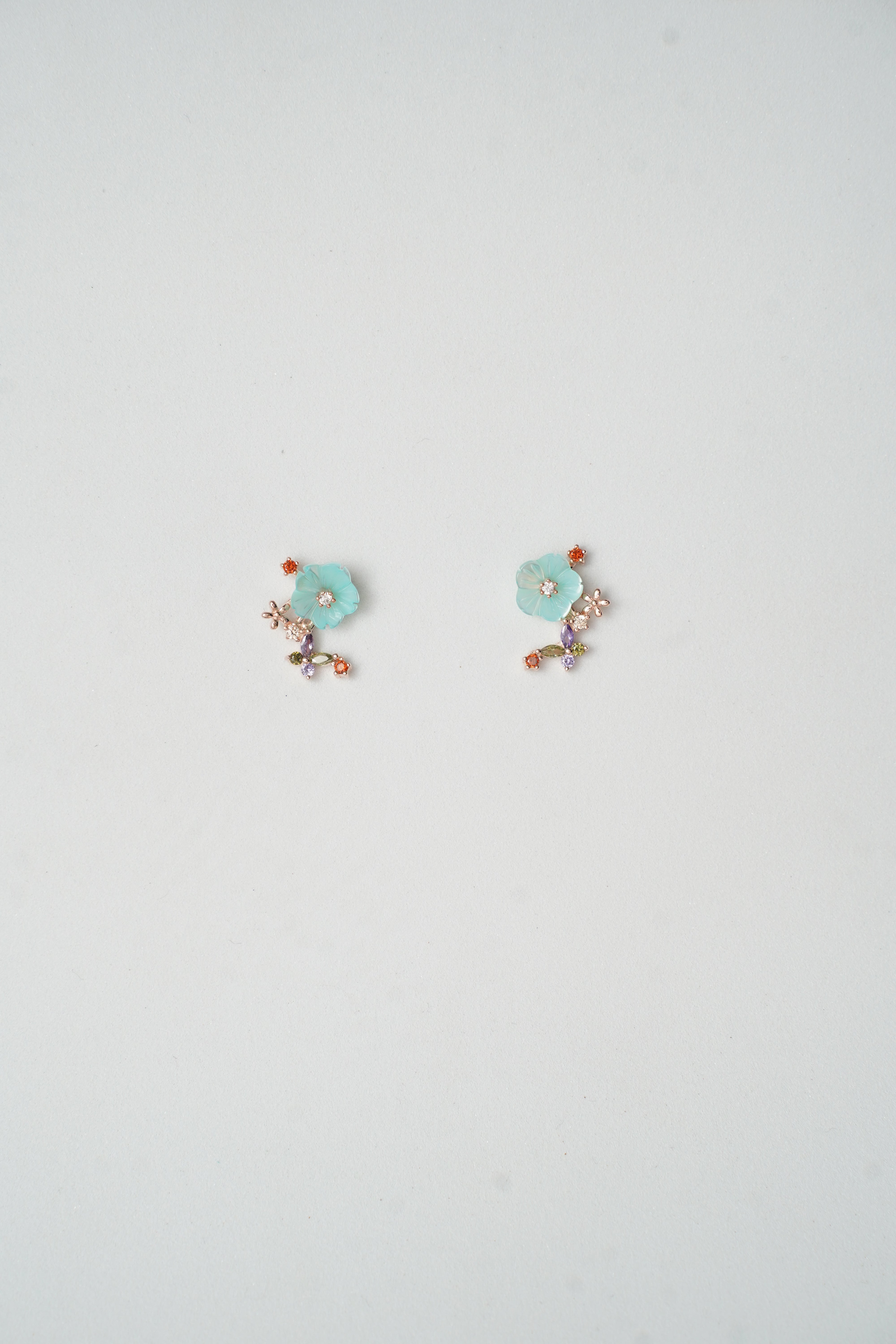 Blue MOP Flower with small Butterfly Pendant Set