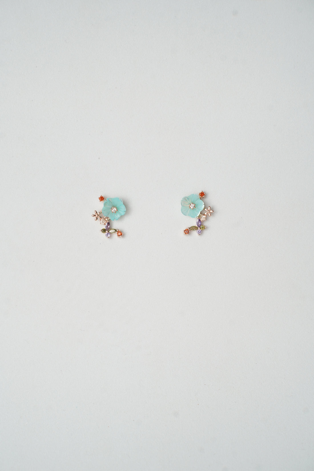 Blue MOP Flower with small Butterfly Pendant Set