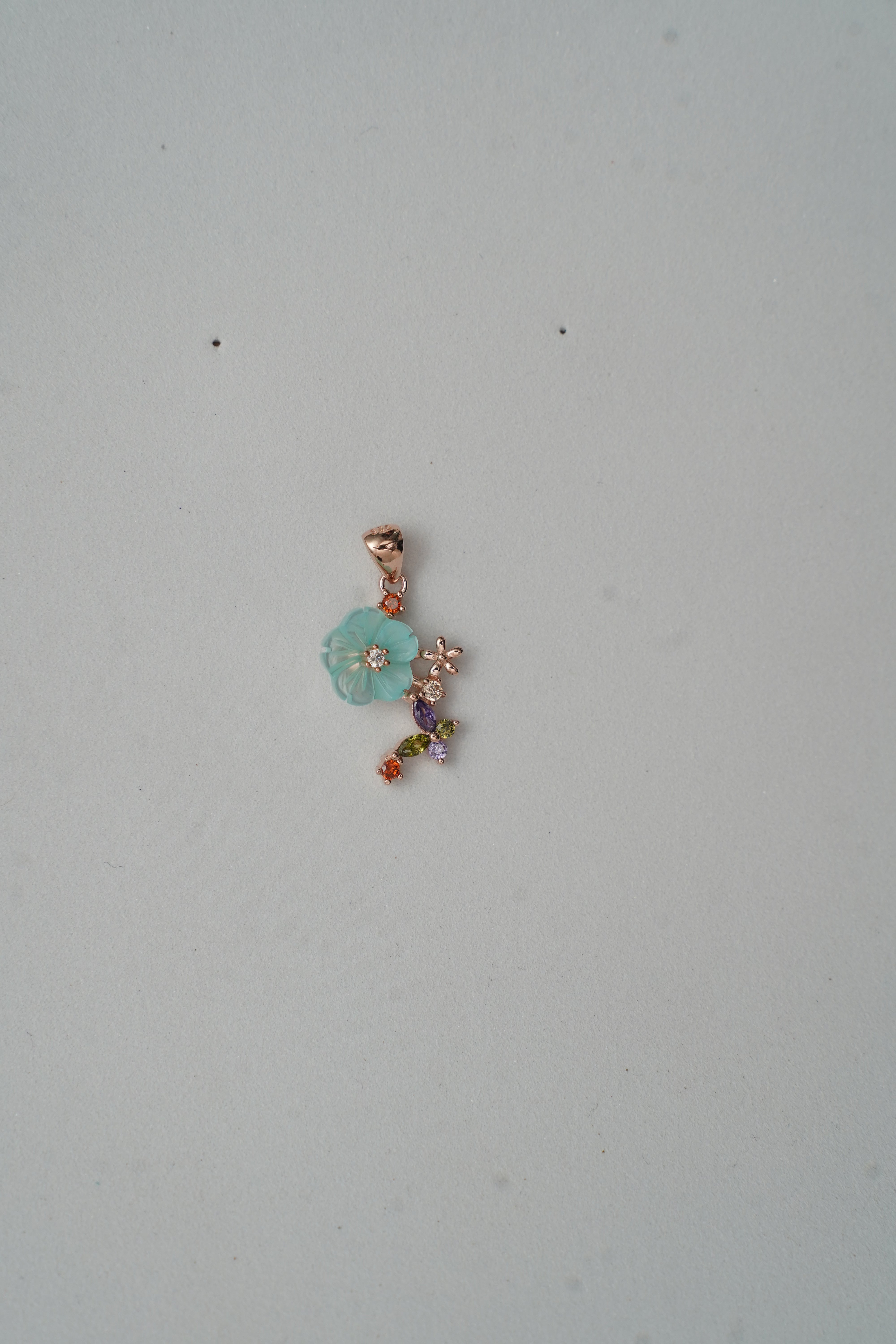 Blue MOP Flower with small Butterfly Pendant Set