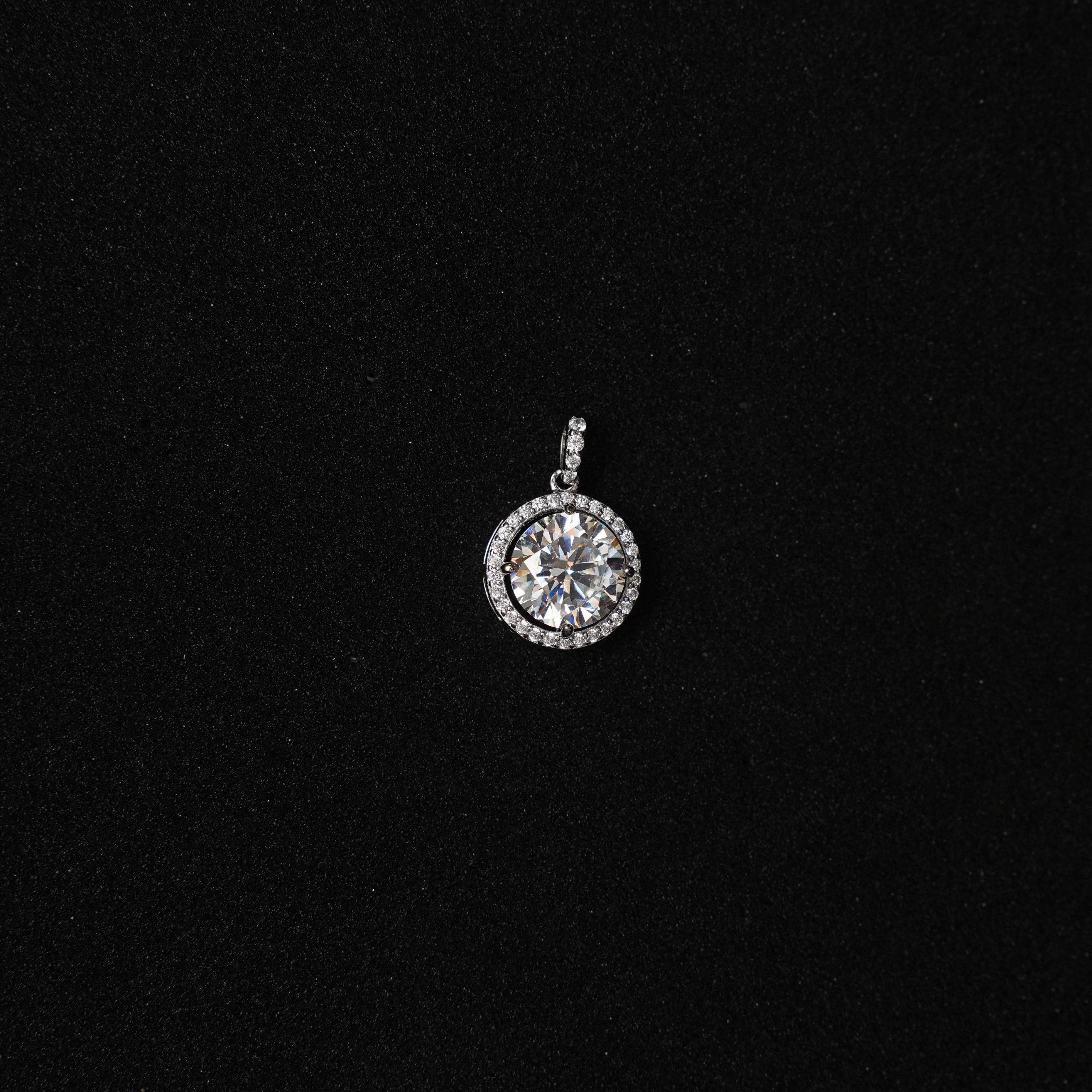 Round Solitaire Halo Pendant Set