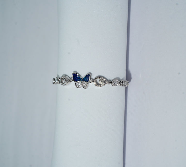 Blue Butterfly and infinity Symbol Bracelet