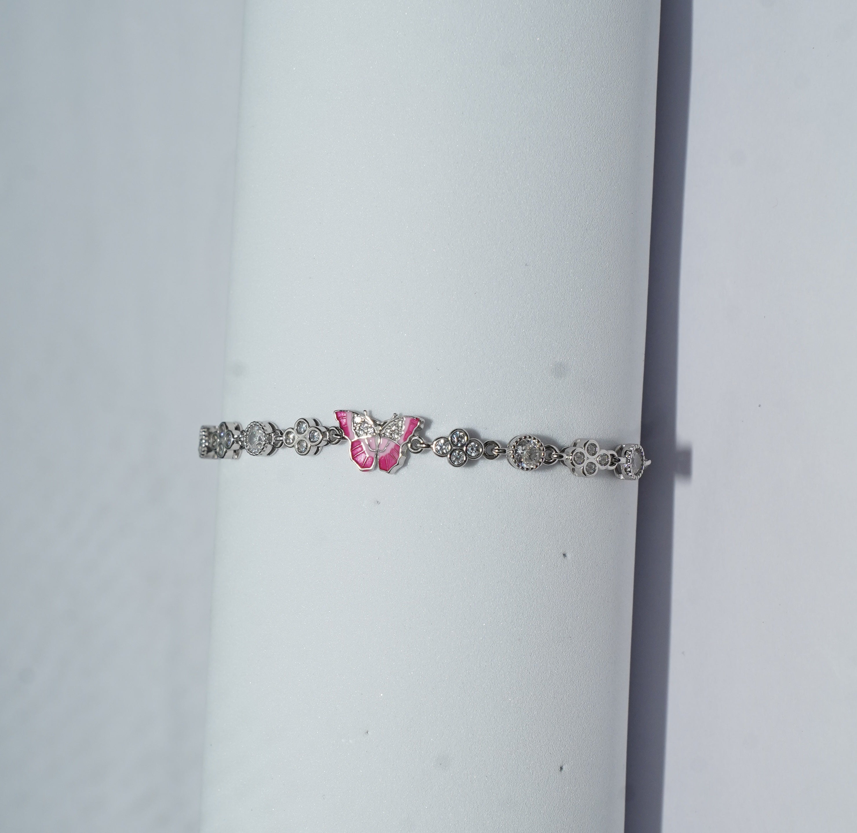 Pink Butterfly Charm Adjustable Bracelet