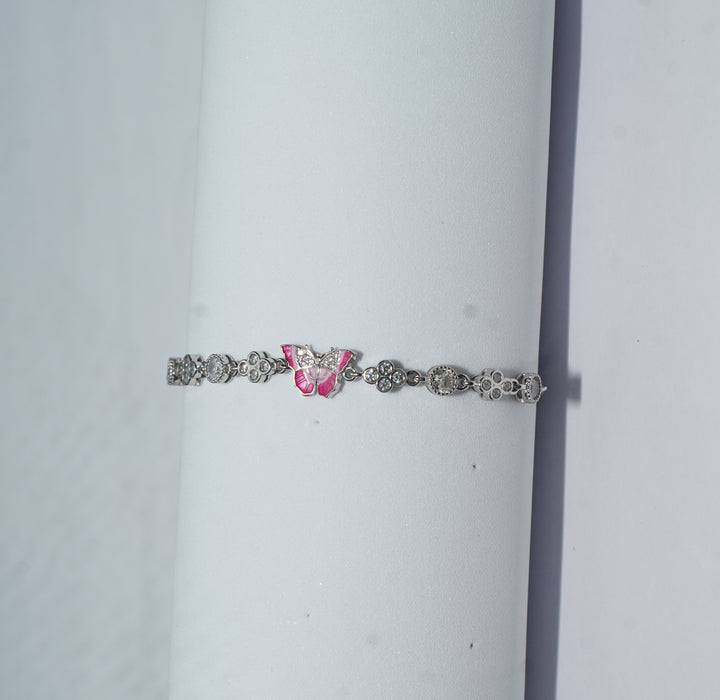 Pink Butterfly Charm Adjustable Bracelet