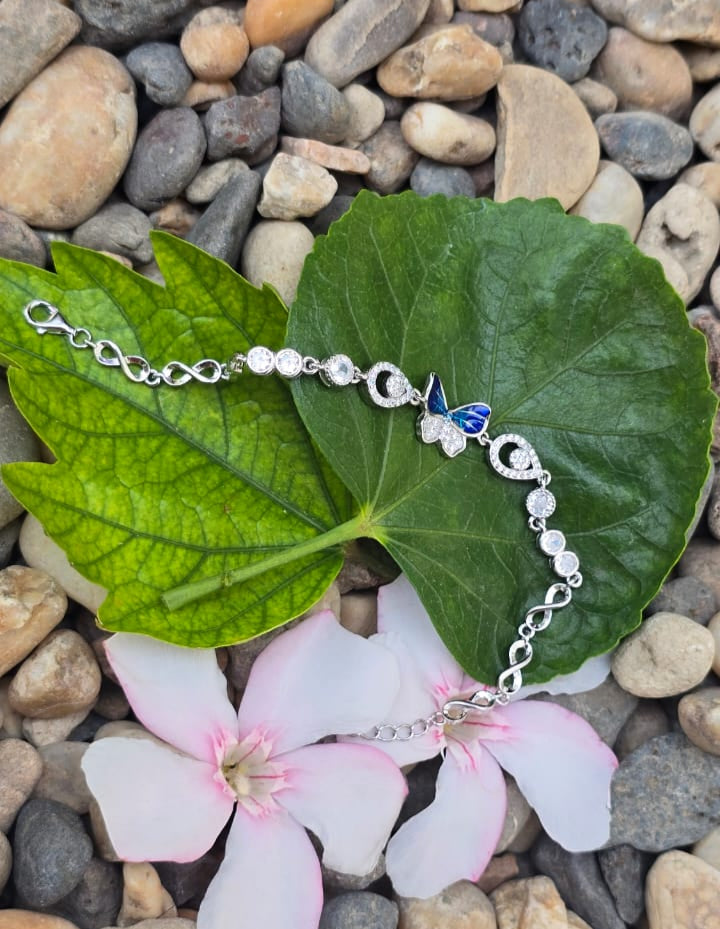 Blue Butterfly and infinity Symbol Bracelet