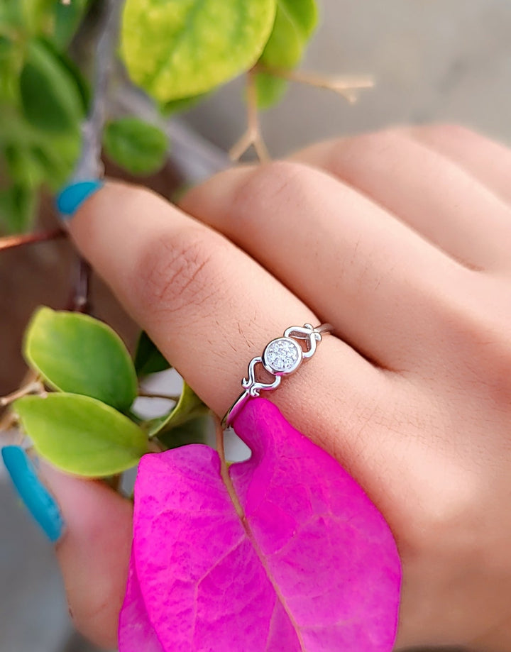 92.5 Silver Twist Heart Shape Ring