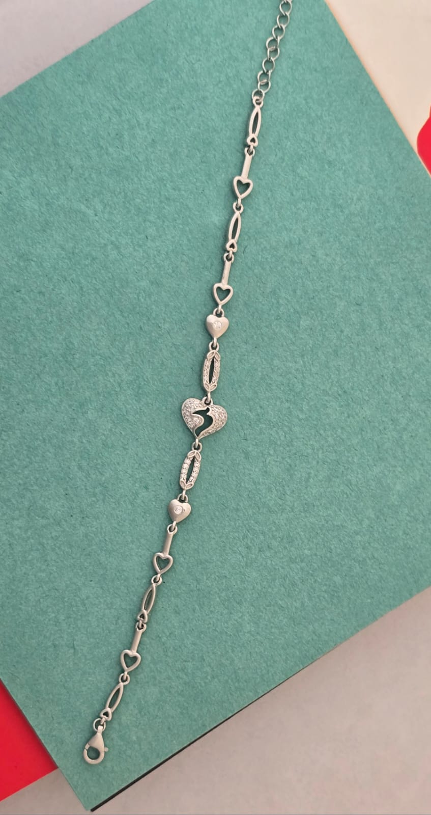 925 Sterling Silver Heart-Link Charm Bracelet