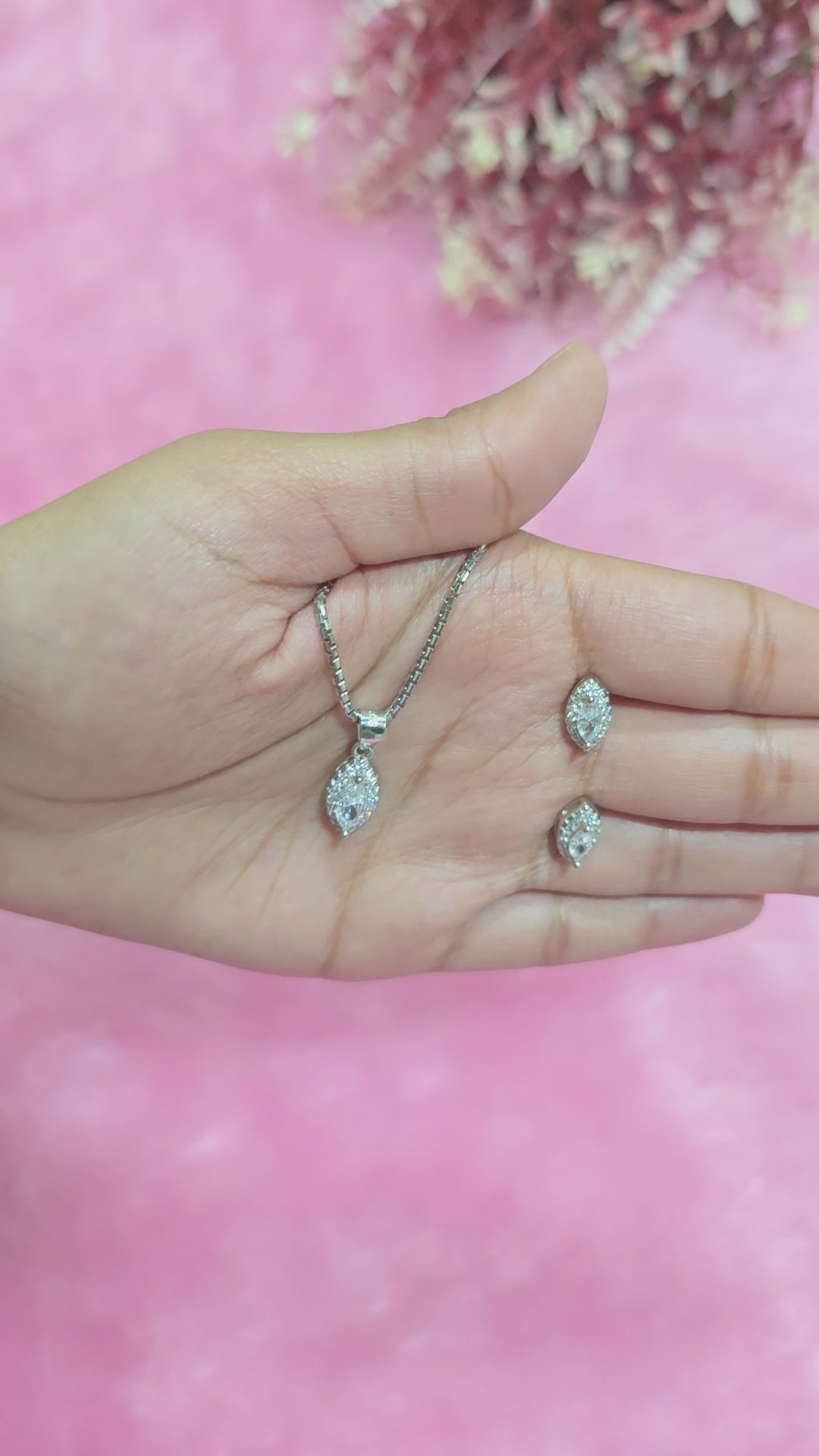 92.5 Silver Marquis Halo Elegance Pendent Set