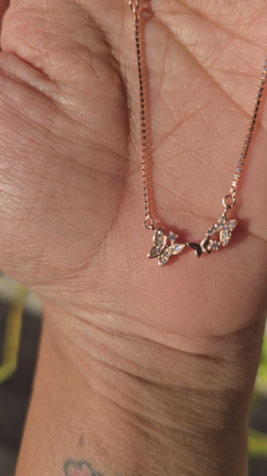 92.5 Silver Rose Gold Platted Butterfly Necklace